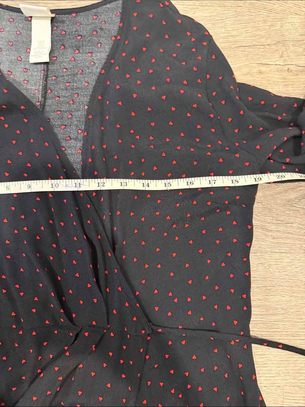 H&M Classic Black Wrap Midi Dress with Subtle heart Print - Picture 7 of 8
